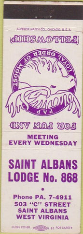Matchbook Cover - Matchbook Cover Moose Lodge Saint Albans WV