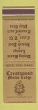 Matchbook Cover - Crestwood Motor Lodge North Conway NH
