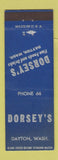 Matchbook Cover - Dorsey's Restaurant Dayton WA low phone #