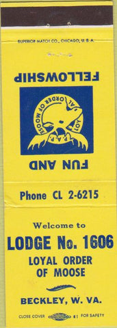 Matchbook Cover - Matchbook Cover Moose Lodge Beckley WV