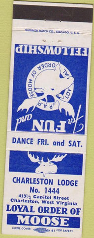 Matchbook Cover - Matchbook Cover Moose Lodge Charleston WV