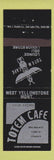 Matchbook Cover - Totem Cafe West Yellowstone MT