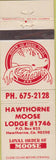 Matchbook Cover - Matchbook Cover Moose Lodge Hawthorne CA
