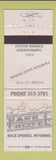 Matchbook Cover - Park T Hotel Rock Springs WY WEAR