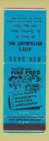 Matchbook Cover - Kite's Restaurant South Grafton MA