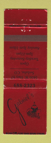 Matchbook Cover - Gabriel's Sedalia Colorado restaurant