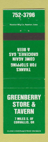 Matchbook Cover - Greenberry Store Tavern Corvallis OR