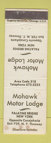 Matchbook Cover - Mohawk Motor Lodge Palatine Bridge NY STAINED