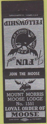 Matchbook Cover - Matchbook Cover Moose Lodge Mount Morris IL