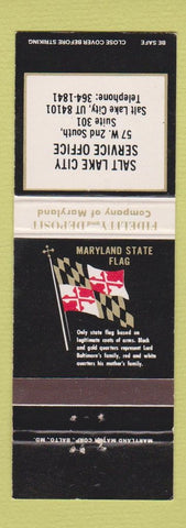 Matchbook Cover - Fidelity Deposit Maryland Insurance Salt Lake City UT