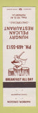 Matchbook Cover - Hungry Pelican Restaurant Harbor OR