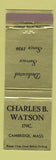 Matchbook Cover - Charles Watson Cambridge MA Funeral?