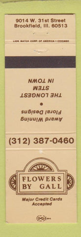 Matchbook Cover - Flowers by Gall Brookfield IL