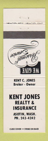 Matchbook Cover - Kent Jones Real Estate Insurance Asotin WA