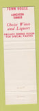Matchbook Cover - Town House Restaurant Wilmington DE