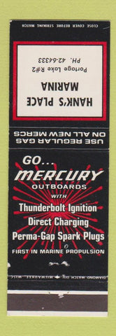 Matchbook Cover - Hank's Place Marina Mercury Boat Motors Portage Lake