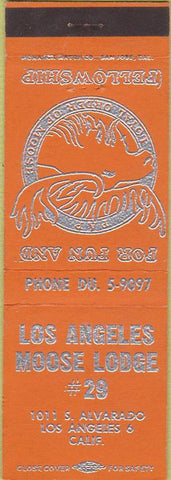 Matchbook Cover - Matchbook Cover Moose Lodge Los Angeles CA orange