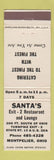 Matchbook Cover - Santa's Restaurant Montpelier OH