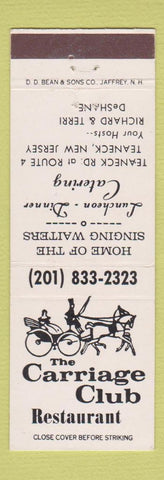 Matchbook Cover - Carriage Club Restaurant Teaneck NJ