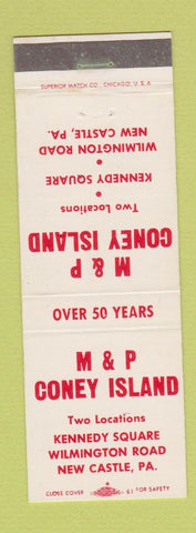 Matchbook Cover - M&P Coney Island New Castle PA