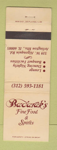 Matchbook Cover - Bacarak's Restaurant Arlington Heights IL WEAR