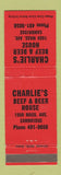 Matchbook Cover - Charlie's Beer and Beer House Cambridge MA WEAR