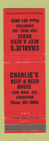 Matchbook Cover - Charlie's Beer and Beer House Cambridge MA WEAR
