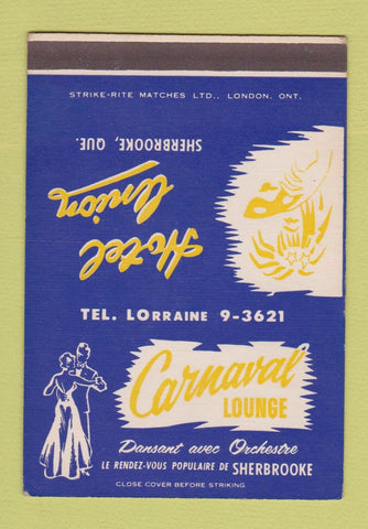 Matchbook Cover - Carnaval Lounge Sherbrooke QC SAMPLE 40 Strike