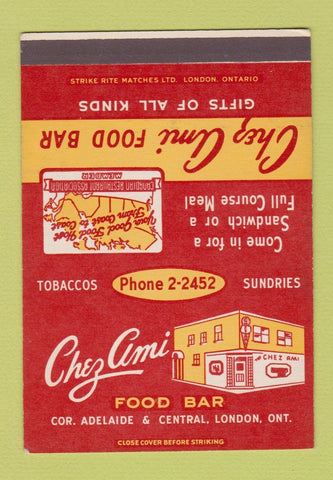 Matchbook Cover - Chez Ami Restaurant London ON SAMPLE 40 Strike