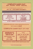 Matchbook Cover - Harvey's BBQ Back Room South Euclid OH 40 Strike