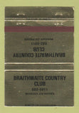 Matchbook Cover - Braithwaite Country Club  GOLD 40 Strike