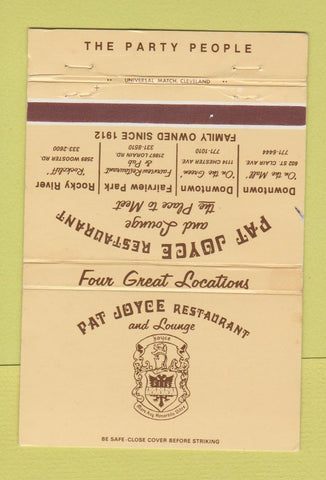 Matchbook Cover - Pat Joyce Restaurant Cleveland OH 40 Strike
