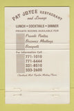 Matchbook Cover - Pat Joyce Restaurant Cleveland OH 40 Strike