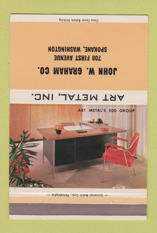 Matchbook Cover - John Graham Art Metal Office Furniture Spokane WA 40 Strike