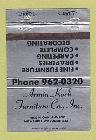 Matchbook Cover - Armin Koch Furniture Milwaukee WI 40 Strike