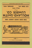 Matchbook Cover - Holland Smith Lumber Cheyenne WY ORANGE 40 Strike