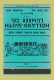 Matchbook Cover - Holland Smith Lumber Cheyenne WY TEAL 40 Strike