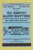 Matchbook Cover - Holland Smith Lumber Cheyenne WY BLUE 40 Strike