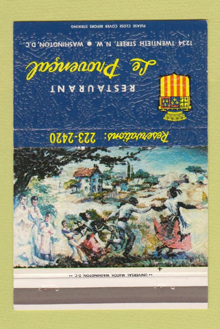 Matchbook Cover - Restaurant Le Provencal Washington DC 40 Strike