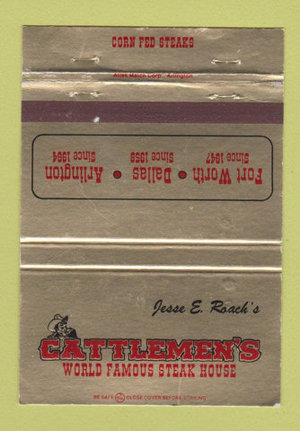Matchbook Cover - Cattlemen's Steak House Dallas Arlington TX 40 Strike