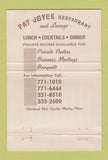 Matchbook Cover - Pat Joyce Restaurant Cleveland OH 40 Strike