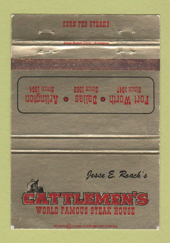 Matchbook Cover Cattlemen's Steak Fort Worth Dallas Arlington TX WEAR 40 Strike