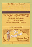 Matchbook Cover - Original Mexican Food Restaurant Fort Worth TX 40 Strike