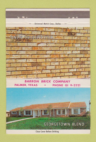Matchbook Cover - Barron Brick Company Palmer TX 40 Strike