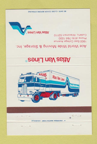 Matchbook Cover - Atlas Van Lines Trucking Cudahy WI 40 Strike
