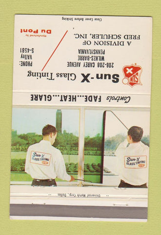Matchbook Cover - Sun X Glass Tinting Wilkes Barre PA 40 Strike