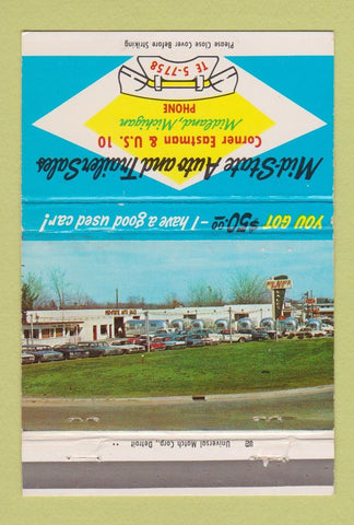 Matchbook Cover - Mid State Auto Trailer Sales Midland MI 40 Strike