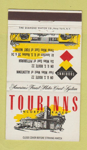 Matchbook Cover - Tourinns Allentown Pittsburgh PA Fort Wayne motels 36 Strike