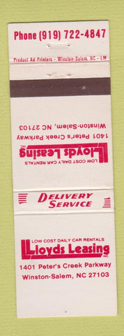 Matchbook Cover - Lloyds Leasing Winston Salem NC