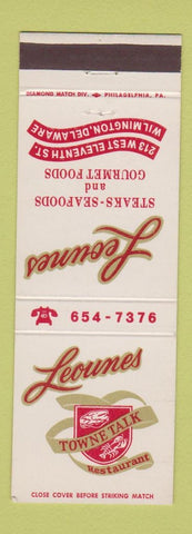 Matchbook Cover - Leounes Towne Talk Restaurant Wilmington DE